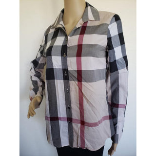 Burberry Brown Beige Multicolor Exploded Check Print Shirt XS