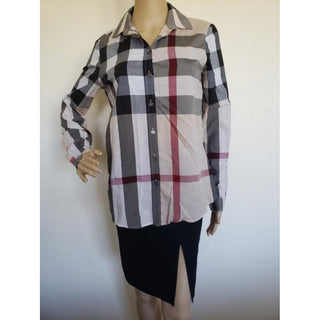 Burberry Brown Beige Multicolor Exploded Check Print Shirt XS