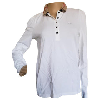 Burberry White Nova Check Trim Longsleeve top M sz N w/tags