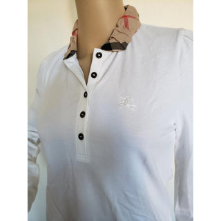 Burberry White Nova Check Trim Longsleeve top M sz N w/tags