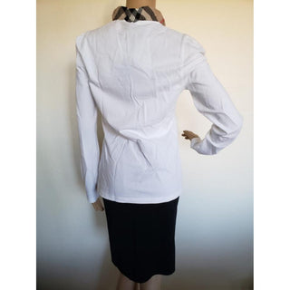 Burberry White Nova Check Trim Longsleeve top M sz N w/tags