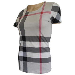Burberry Beige Multicolor Exploded Check Plaid Top S sz
