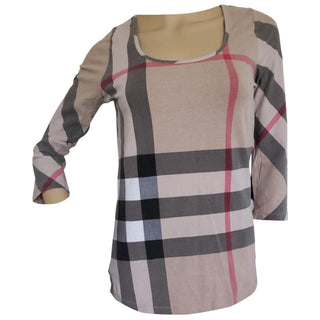 Burberry Brown Multicolor Nova Check Plaid Top M sz