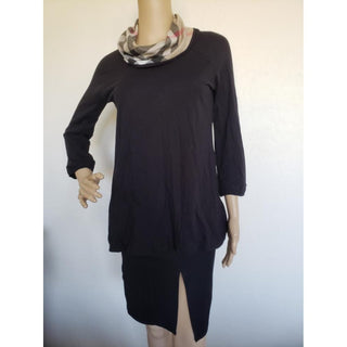 Burberry Black Nova Check Trim Longsleeve Turtleneck M sz