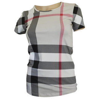 Burberry Beige Multicolor Exploded Check Plaid Top XS sz