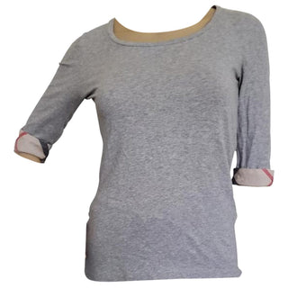 Burberry Grey Nova Check Trim Longsleeve Top XS sz