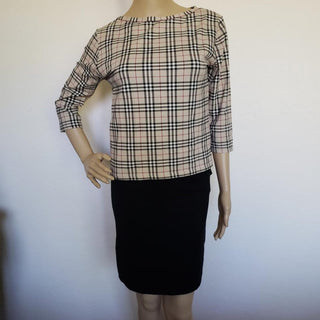 Burberry Brown Multicolor Nova Check Plaid Top M sz