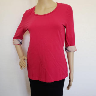 Burberry Raspberry Red Nova Check Trim Top M sz