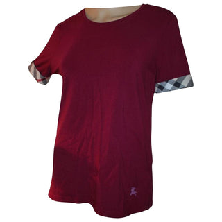 Burberry Burgundy Red Nova Check Trim T-shirt M sz