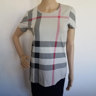 Burberry Beige Multicolor Supernova Plaid Top M sz