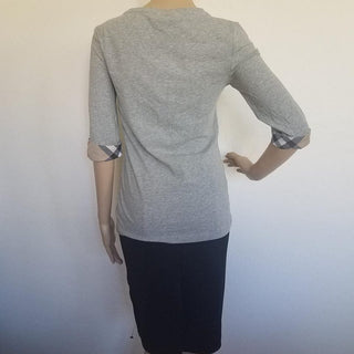 Burberry Grey Nova Check Longlsleeve Top S sz