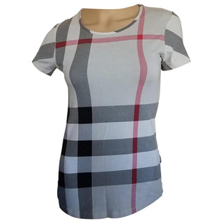 Burberry Beige Multicolor Exploded Check Plaid Top S sz