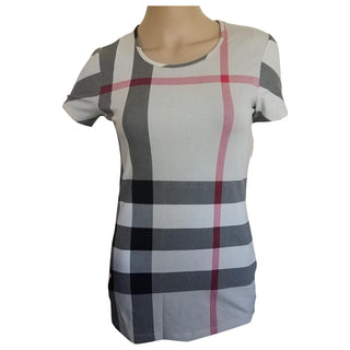 Burberry Beige Multicolor Exploded Check Plaid Top S sz