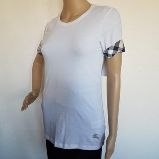 Burberry White Nova Check Trim T-Shirt S sz