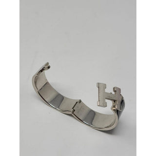Hermès Black Enamel Palladium-Plated Clic Clac H bracelet