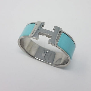 Hermès Blue Enamel Palladium-Plated Clic Clac H bracelet PM