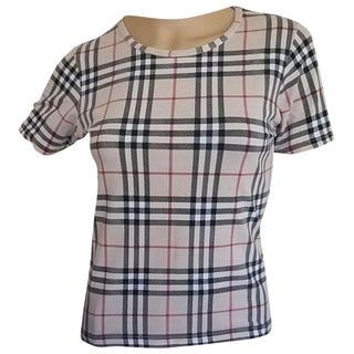 Burberry Beige Multicolor Nova Check Plaid Top S sz