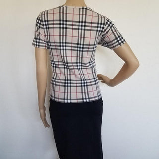 Burberry Beige Multicolor Nova Check Plaid Top S sz