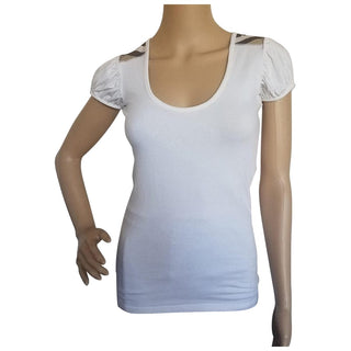 Burberry White Nova Check Trim T-shirt XS sz