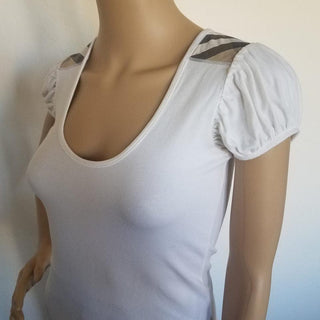 Burberry White Nova Check Trim T-shirt XS sz