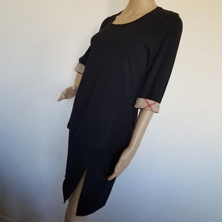 Burberry Black Nova Check Trim Long sleeve Top M sz