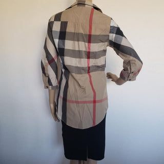 Burberry Brown House Check Print Multicolor Cotton Shirt XS sz