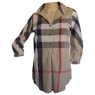 Burberry Brown House Check Print Multicolor Cotton Shirt XS sz
