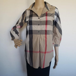 Burberry Brown House Check Print Multicolor Cotton Shirt XS sz