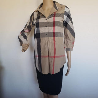 Burberry Brown House Check Print Multicolor Cotton Shirt XS sz