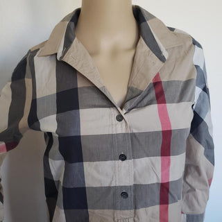 Burberry Brown House Check Print Multicolor Cotton Shirt XS sz