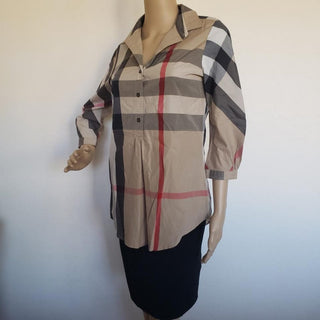 Burberry Brown House Check Print Multicolor Cotton Shirt XS sz