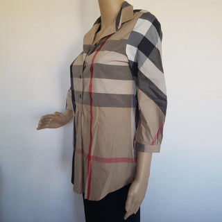 Burberry Brown House Check Print Multicolor Cotton Shirt XS sz