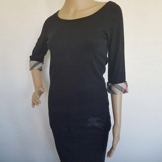 Burberry Black Nova Check Trim Longsleeve Top S sz