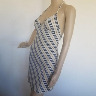 Burberry Beige Multicolor Striped Summer halter dress S sz