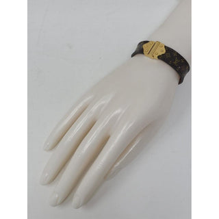 Louis Vuitton Brown gold-tone Nanogram bracelet 17 sz