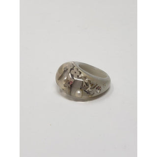 Louis Vuitton Grey Clear Inclusion silver charm ring 6 ¼ US