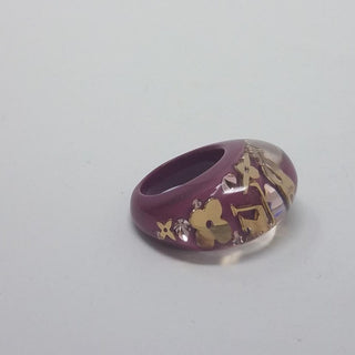 Louis Vuitton Burgundy Gold LV Charm Inclusion ring 6 sz