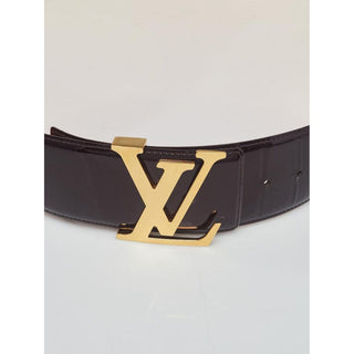 Louis Vuitton goldtone LV buckle wide belt 75 cm
