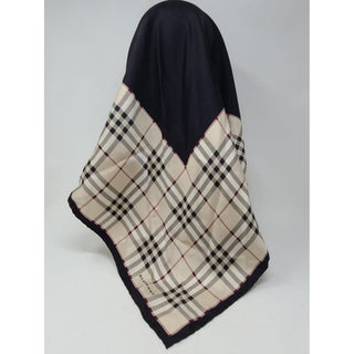 Burberry Black Nova Check Print Silk Square Scarf