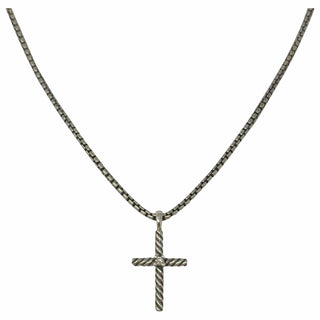 David Yurman Sterling Silver Diamond Classic Cross Necklace