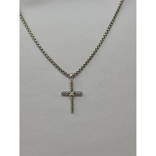 David Yurman Sterling Silver Diamond Classic Cross Necklace