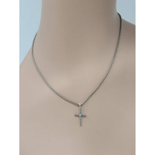 David Yurman Sterling Silver Diamond Classic Cross Necklace