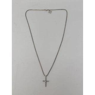 David Yurman Sterling Silver Diamond Classic Cross Necklace