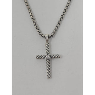 David Yurman Sterling Silver Diamond Classic Cross Necklace
