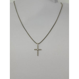 David Yurman Sterling Silver Diamond Classic Cross Necklace