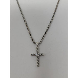 David Yurman Sterling Silver Diamond Classic Cross Necklace
