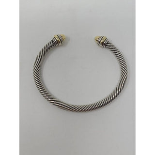 David Yurman Sterling Silver 14k gold caps cable classic cuff