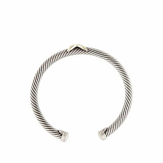 David Yurman Sterling Silver 14k gold Crossover classic cable cuff
