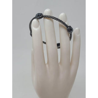 David Yurman Sterling Silver Hematite station cable classic bracelet