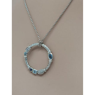 David Yurman sterling Silver Topaz Diamond Confetti Necklace